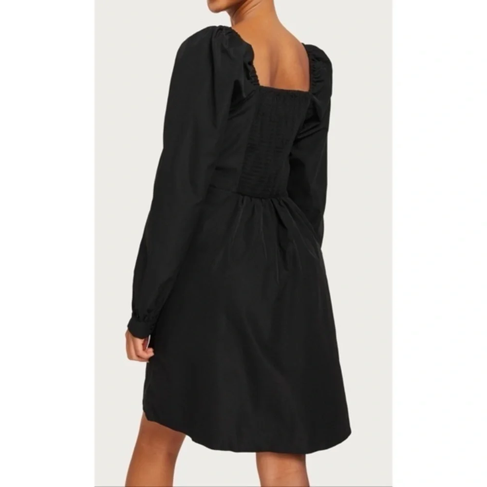 Only Puff Sleeve Peplum Midi Dress in Black
